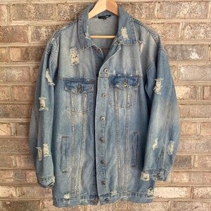 Fashion Nova OVERSIZED Miss Stressed Denim Jacket